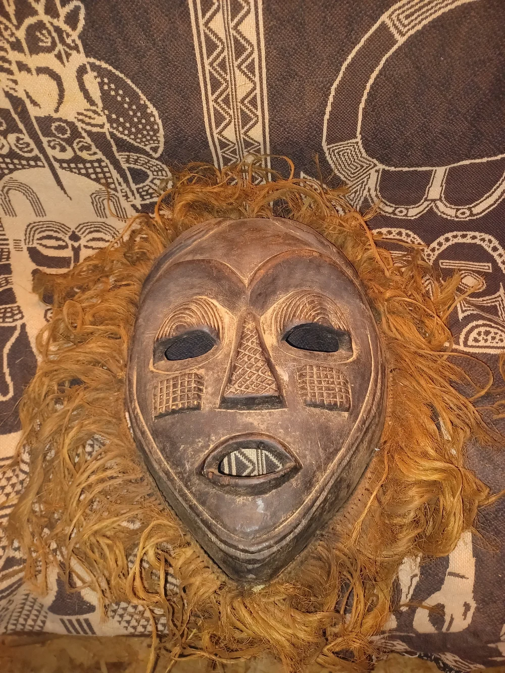 Handcrafted Tribal Wall Mask in Brown and Tan
